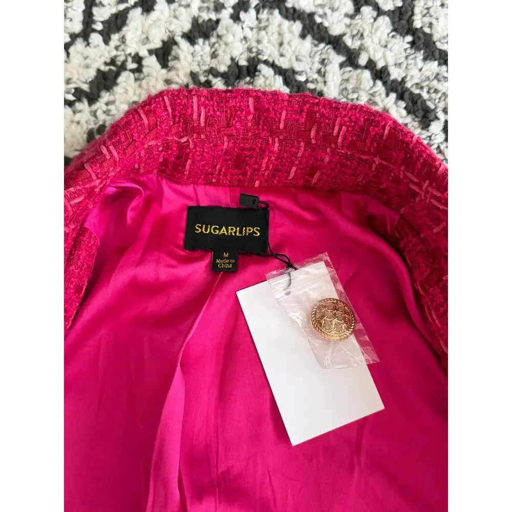 SUGAR + LIPS Ken Tweed Oversized Blazer Women's Size Medium NWT
